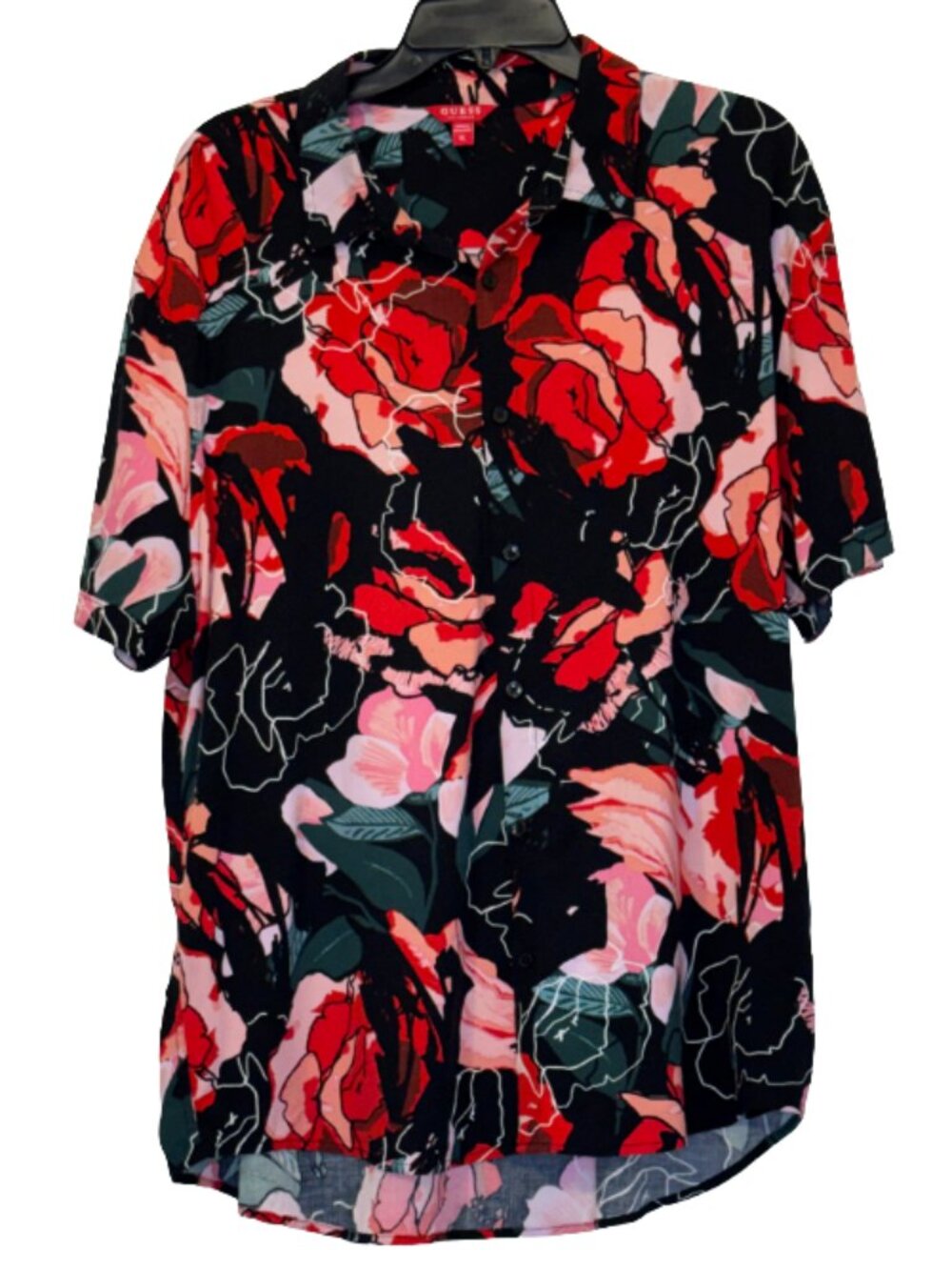 Men Red |Black Floral Los Angeles Shirt Size XL